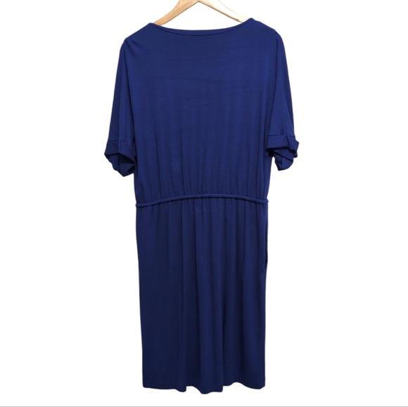 Chico's Split Neck Tie Waist Dress Royal Blue size 1(8/10) Medium Rayon - Picture 6 of 11